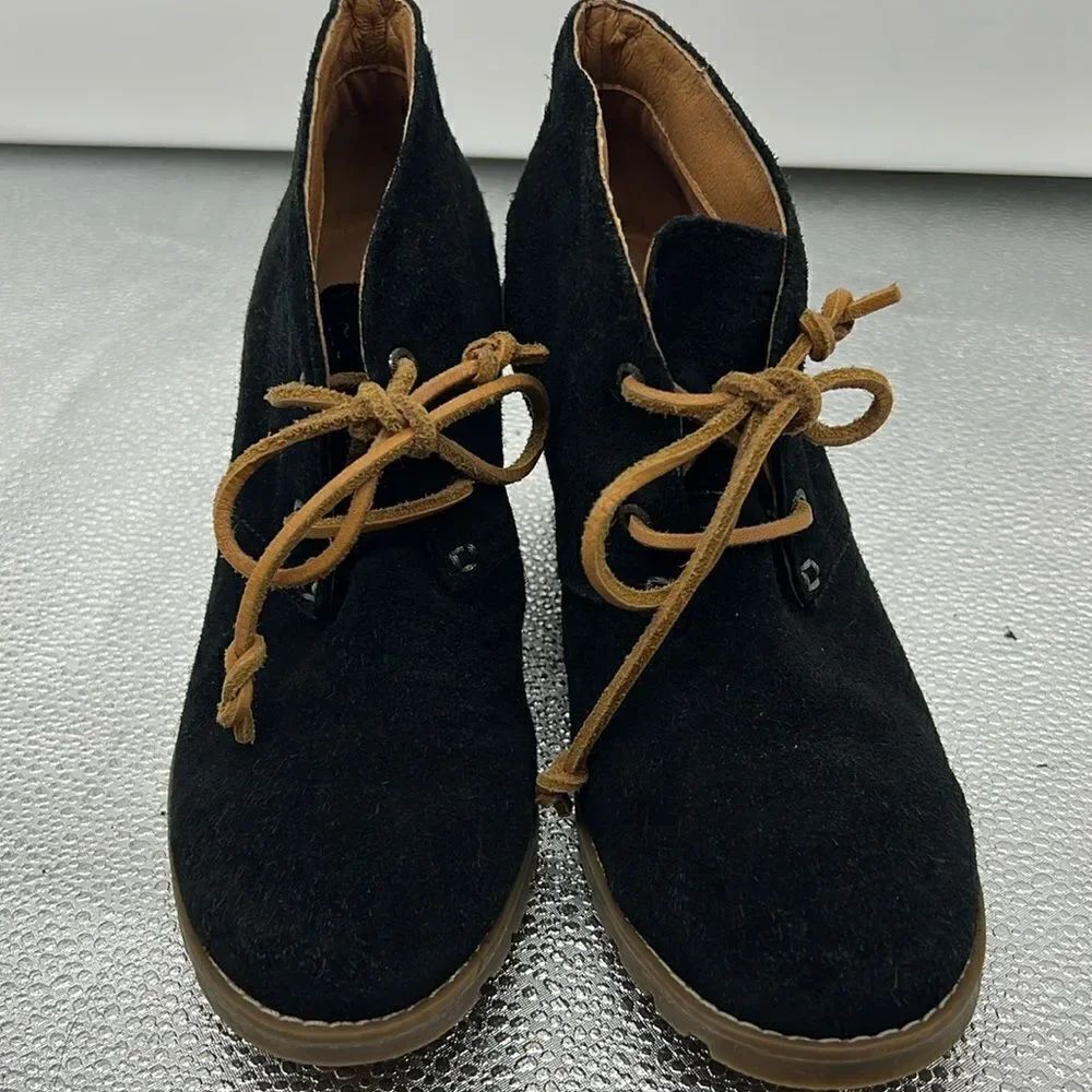 Sperry black Stella Prow ankle wedge booties size 7.5